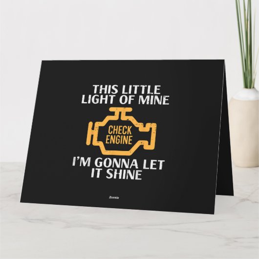 Check Engine Light Shine Funny Car Auto Mechanic G カード (裏面)
