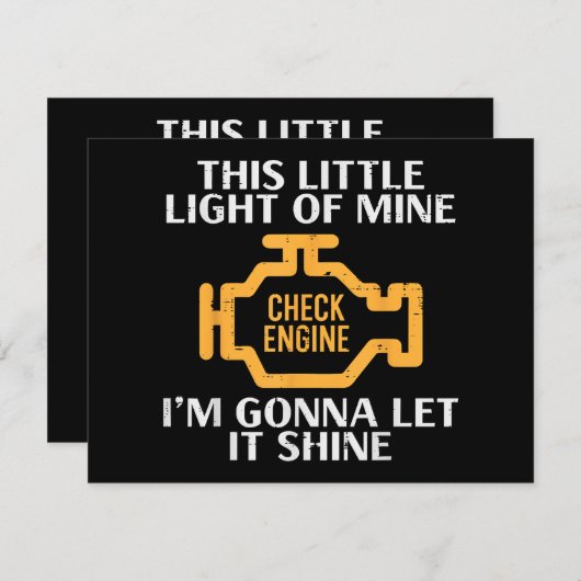 Check Engine Light Shine Funny Car Auto Mechanic G シーズンカード (正面/裏面)