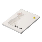 CHECK MEO White Cat with Headphones – Personalized ノートパッド (回転)