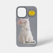 CHECK MEO White Cat with Headphones – Personalized iPhoneケース (裏面)