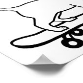 Check Meowt Punny Skateboarding Cat Black White ポスター (角)