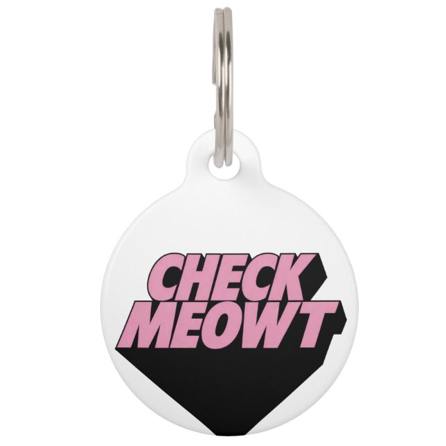 Check Meowt Round Pet Tag ペット　ネームタグ (正面)