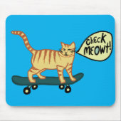 CHECK MEOWT SKATEBOARDING Tabby Cat Blue マウスパッド (正面)