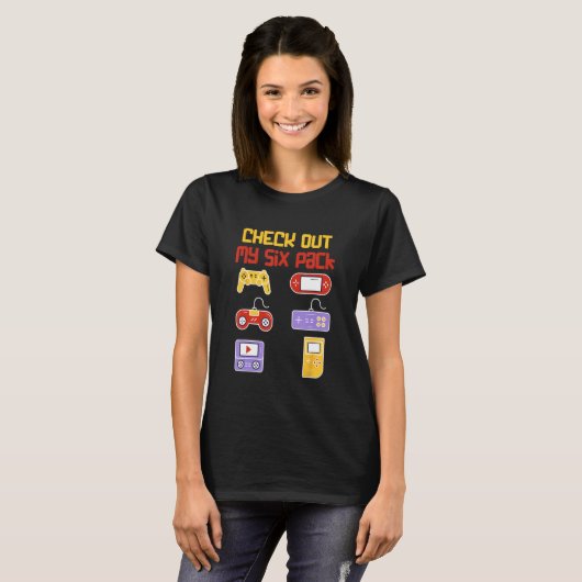 Check Out My Six Pack  Pixel Video Game for Gamers Tシャツ (正面フル)