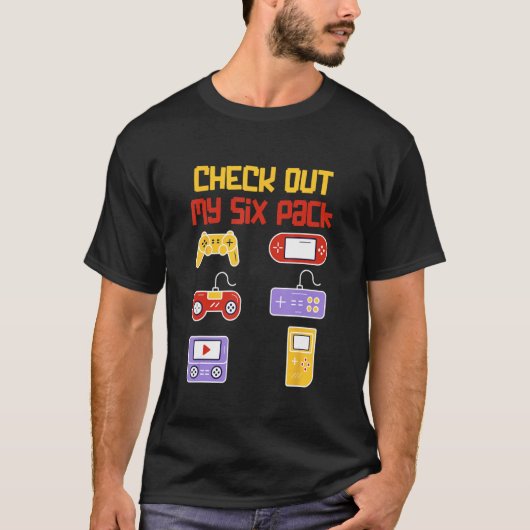 Check Out My Six Pack  Pixel Video Game for Gamers Tシャツ (正面)