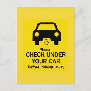Check Under Car Sign，オーストラリア ポストカード