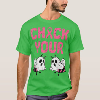 Check Your Boo Bees Breast Cancer Halloween Pink R Tシャツ