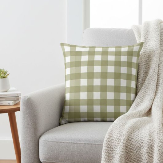 Checked cushion Green farmhouse-style cushion Grid クッション