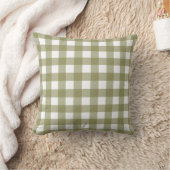 Checked cushion Green farmhouse-style cushion Grid クッション (ブランケット)