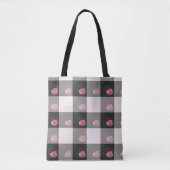 Checked Pink Roses Tote トートバッグ (正面)