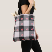 Checked Pink Roses Tote トートバッグ (クローズアップ)