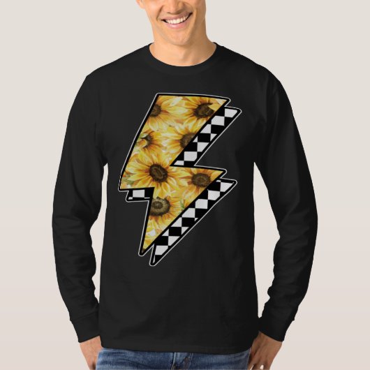 Checked Sunflower Lightning Chess Board Tシャツ (正面)