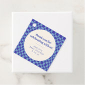 Checkerboard Blue Custom Baby Shower Thank You フェイバータグ (インサイチュ)