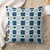 Checkerboard Hearts in Dark Blue, Light Blue, and  クッション (ブランケット)