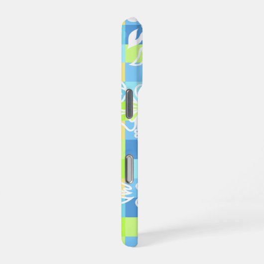 Checkerboard Hibiscus Hawaiian Floral iPhoneケース (右側面)