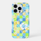 Checkerboard Hibiscus Hawaiian Floral iPhoneケース (裏面)