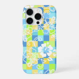 Checkerboard Hibiscus Hawaiian Floral iPhone 16 Proケース