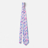Checkerboard Hibiscus Hawaiian Floral- Peri Pink ネクタイ (裏面)