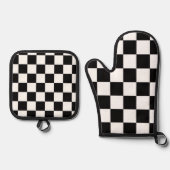 Checkerboard Home Rug of the Classic Elegance 鍋つかみ&鍋敷きセット (正面)