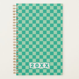 Checkerboard Jungle Green Retro Pattern 2026  プランナー手帳