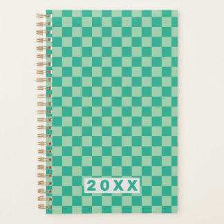 Checkerboard Jungle Green Retro Pattern 2026  プランナー手帳