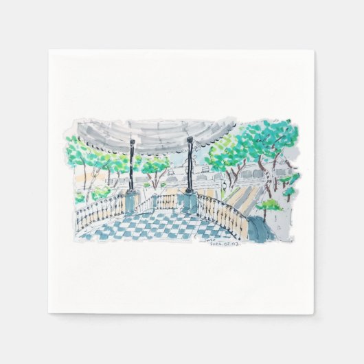 Checkerboard Kiosk Park View スタンダードカクテルナプキン (正面)
