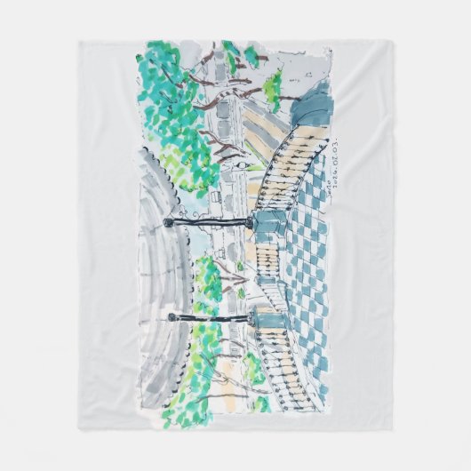 Checkerboard Kiosk Park View フリースブランケット (正面)