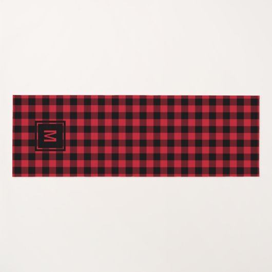 Checkerboard Masculine Plaid Pattern Monogram  ヨガマット (正面(横))