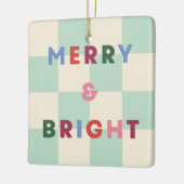 Checkerboard Merry & Bright Christmas Ornament セラミックオーナメント (左)