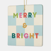 Checkerboard Merry & Bright Christmas Ornament セラミックオーナメント (左)