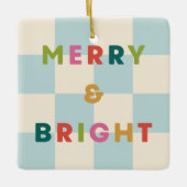 Checkerboard Merry & Bright Christmas Ornament セラミックオーナメント (正面)
