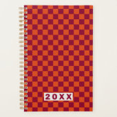 Checkerboard Orange Burgundy Retro Pattern 2026  プランナー手帳 (正面)