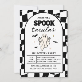 Checkerboard Retro Spooktacular Halloween 招待状