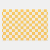 Checkerboard Yellow Pink Green Preppy Retro Fun ラッピングペーパーシート (正面)