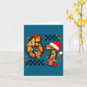 Checkered 67 Basketball Santa Hat Christmas Six Se カード (黄色い花)