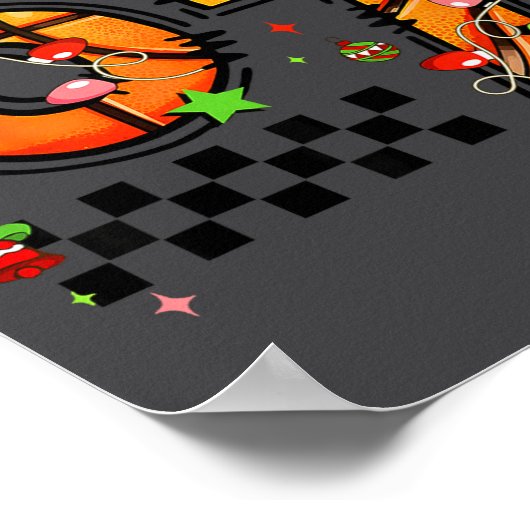 Checkered 67 Basketball Santa Hat Christmas Six Se ポスター (角)