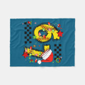 Checkered 67 Softball Santa Hat Christmas Six Seve フリースブランケット (正面(横))