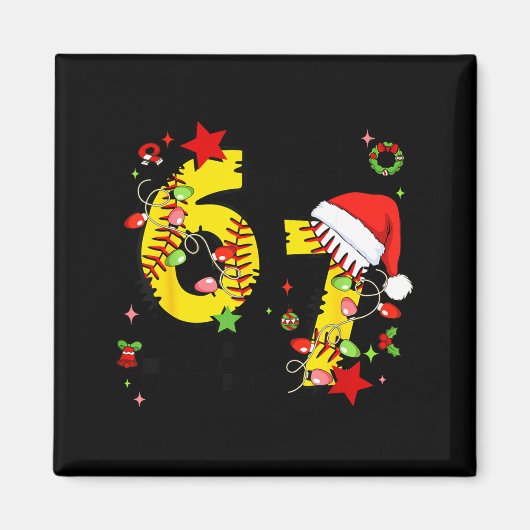 Checkered 67 Softball Santa Hat Christmas Six Seve マグネット (正面)