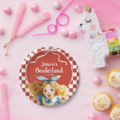 Checkered Alice in ONEDERLAND 1st Birthday Party ペーパープレート (パーティー)