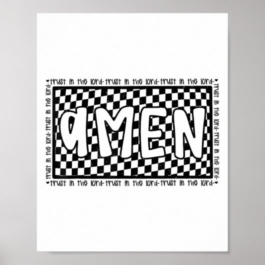 Checkered Amen Vintage Jesus Bible Verse Christian ポスター (正面)