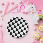 Checkered Black and White Pattern Birthday Party ペーパープレート (パーティー)