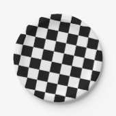 Checkered Black and White Pattern Birthday Party ペーパープレート (正面)