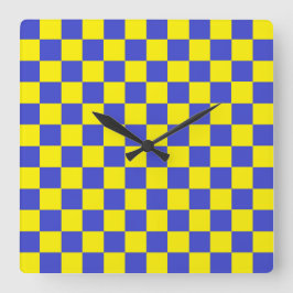 Checkered Blue and Yellow スクエア壁時計