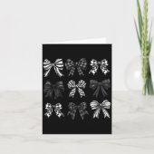 Checkered Bow Coquette Funny Gift Tee Women, Men カード (正面)