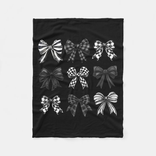 Checkered Bow Coquette Funny Gift Tee Women, Men  フリースブランケット (正面)