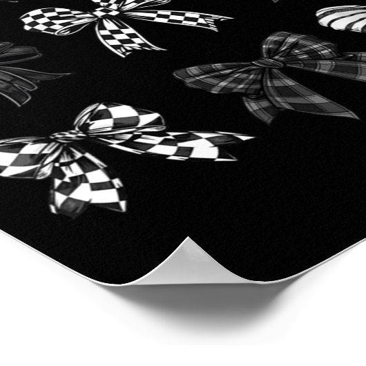 Checkered Bow Coquette Funny Gift Tee Women, Men  ポスター (角)