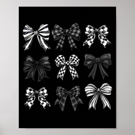 Checkered Bow Coquette Funny Gift Tee Women, Men  ポスター (正面)