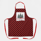Checkered Buffalo Plaid Trees Personalized Xmas  エプロン (正面)
