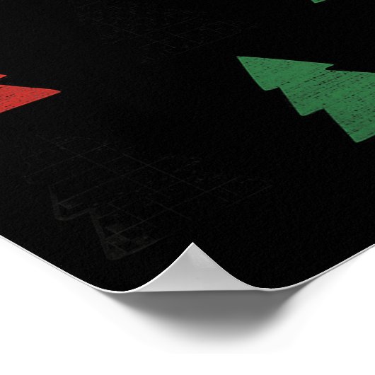 Checkered Christmas Tree Graphic Crewneck Swea Fun ポスター (角)