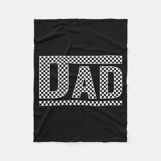 Checkered Dad Black White Funny Dad Father's Day M フリースブランケット (正面)